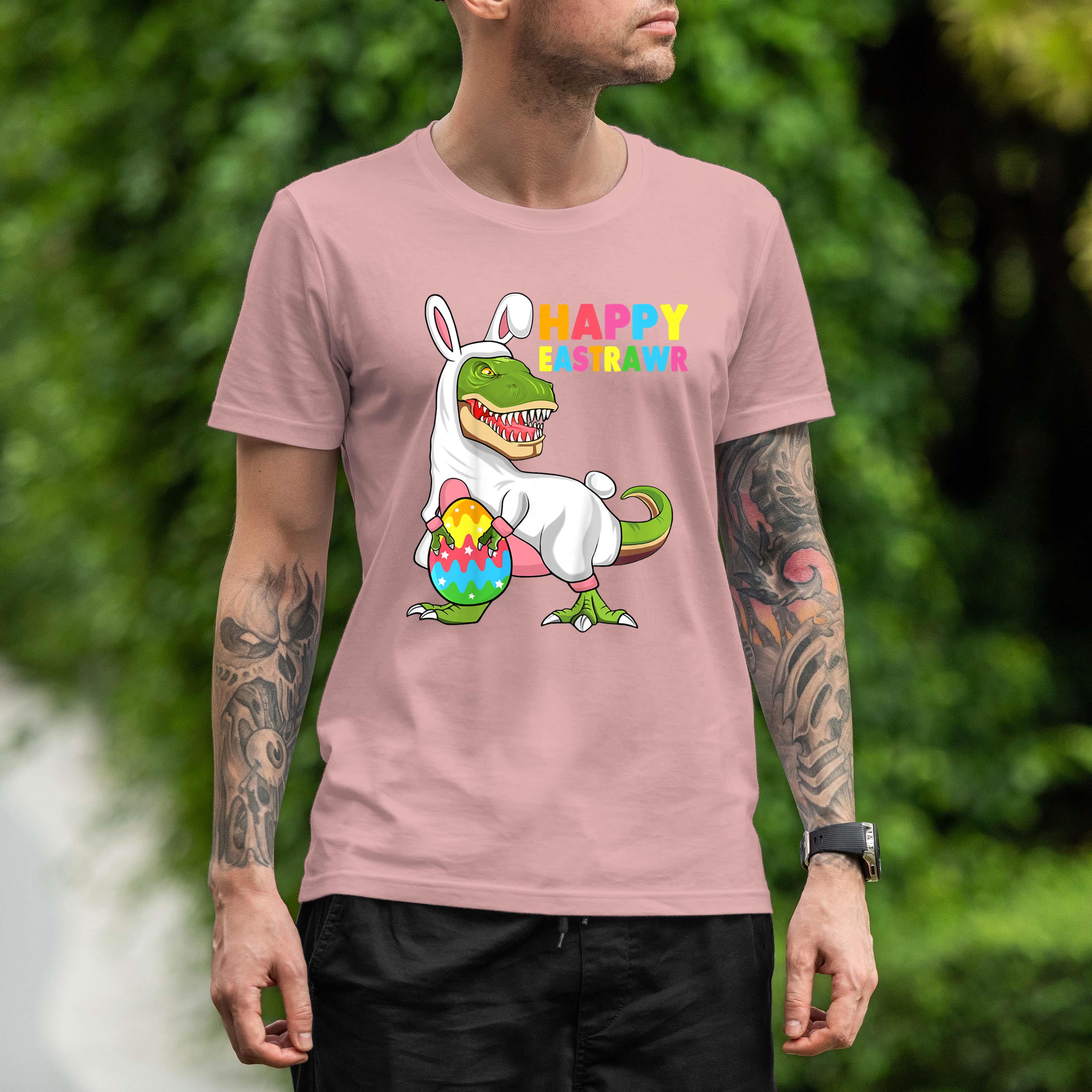 Kids Happy Eastrawr T Rex Easter Bunny Dinosaur Eggs Boys Kids Shirt 